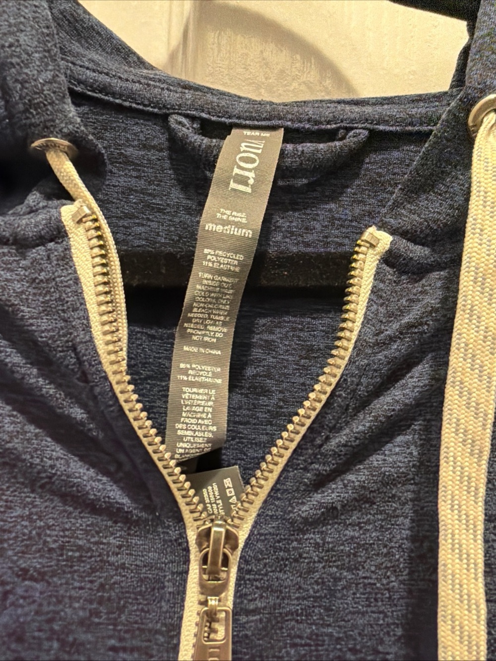 Vuori Navy Zip Hoodie with Cream Accents - Picture 2 of 3